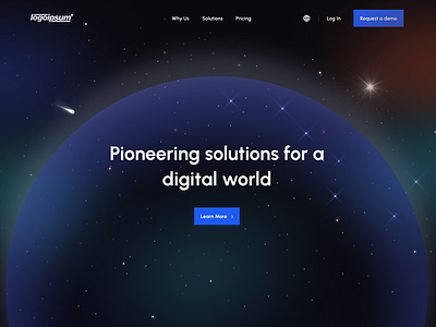 Space Themed Hero Section animation designinspiration figma hero design hero section illustration landing page space stars uidesign uiux web design website design