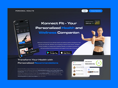 Personal Health Fitness Website Design bodyfit darkmood darkmooddesign ecommercewebsite figmadesign graphic design gymfit inspiration konnectfit landingpage parsonalfitness uiuxdesign webherosection websitedesign