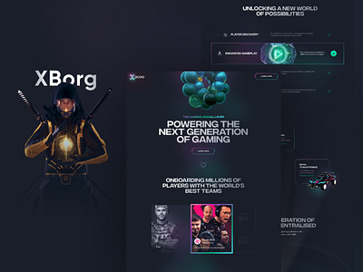 Enhance Client Engagement: XBorg Landing Page blockchain blockchaingame design flashy gaming innovative landing landingpage look modern next genration sleek trending uiux web3 web3design