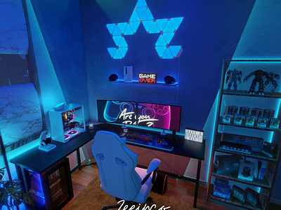 Mini Gaming Concept Bedroom Interior Design | 3D Room gaming cafe design