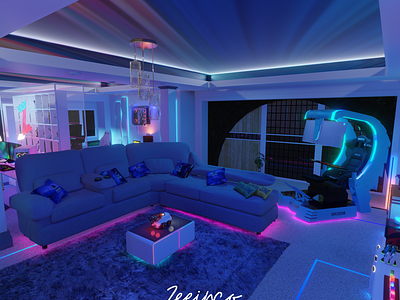 Elegant Rich Boy Gaming Concept Family Lounge Interior Design gaming cafe design