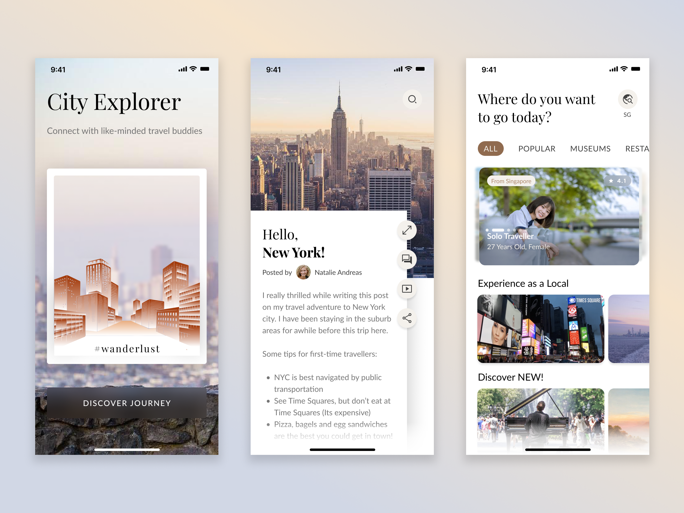 Travel App light mode mobile app social app travel app ui ux design