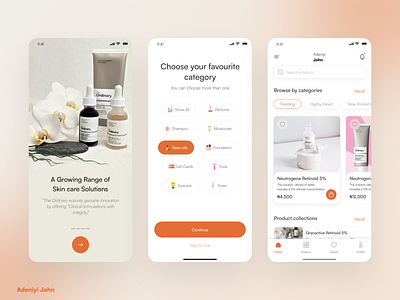 Skincare Mobile App branding design logo ui