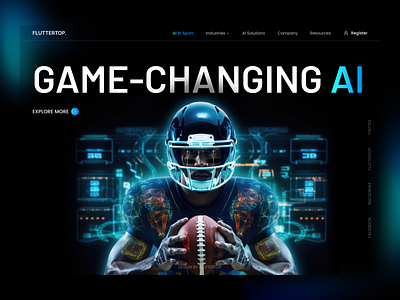 AI Website Design for Sports Analytics ai ai website analytic app artificial intelligence baseball basketball chart cybersport cybersport app eps fluttertop football gaming app graph hero section machine learning ps sport analytic sports analytics statistics