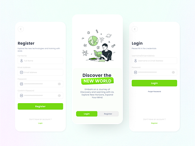 Login & Sign Up - Learning Mobile App learning app design light and dark mode login login ui design mobile app mobile app design mobile app login onboarding screen design signup signup ui design