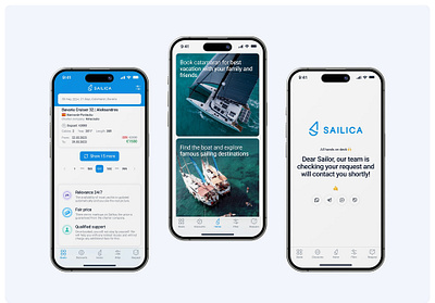 SAILICA 🌊 Yacht Rental Service application design booking booking service catamarans ios app ios app interaction ios mobile marinas mobile app mobile app development mobile interface mobile screens rental service responsive design sailing startup travel user experience yacht yachting