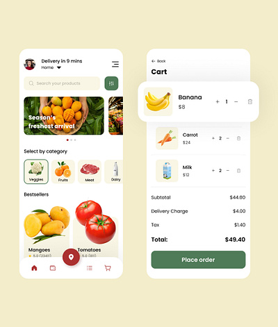 Grocery App UI Design Concept aesthetic grocery app ui ui design ux design