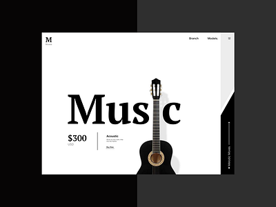 Mock Home page for a musical instrument's ecommerce website branding ui