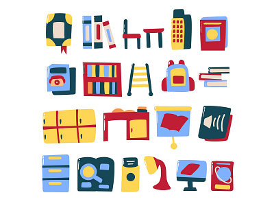 Library Hand Drawn Illustrations free download icon icon design icon download icon set library library icon vector icon