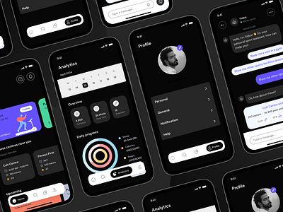 Fit Me analytics design fitness mobile app ui user interface
