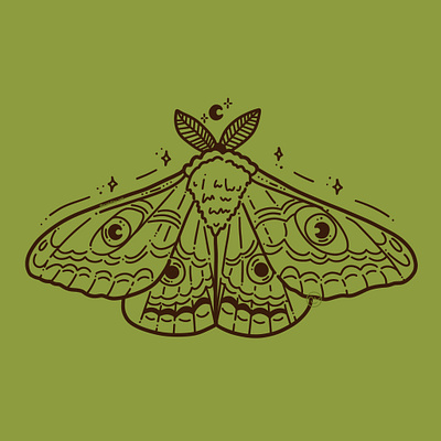 Magic Moth Line Art art digital art digital artist digital illustration green line art moth procreate