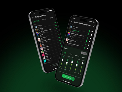 Groovifi | Spotify playlists generation app app design dark mode mobile design music player playlist product design setting spotify ui ux