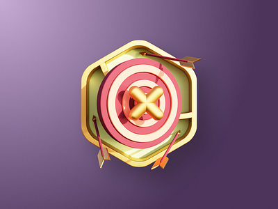 Total Goals Missed - Color 3d app application arrow badge blender c4d cycles design game gamification gold illustration level pin render shield target ui ux