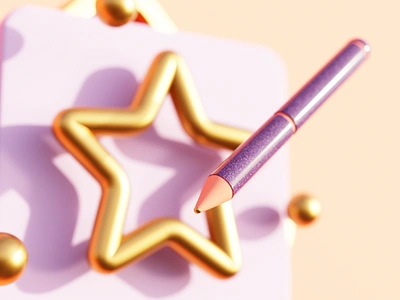 Total Goals Created - Detail 3d 3d illustration badge blender c4d closeup cycles design detail game gamification gold illustration pen pencil pin render star