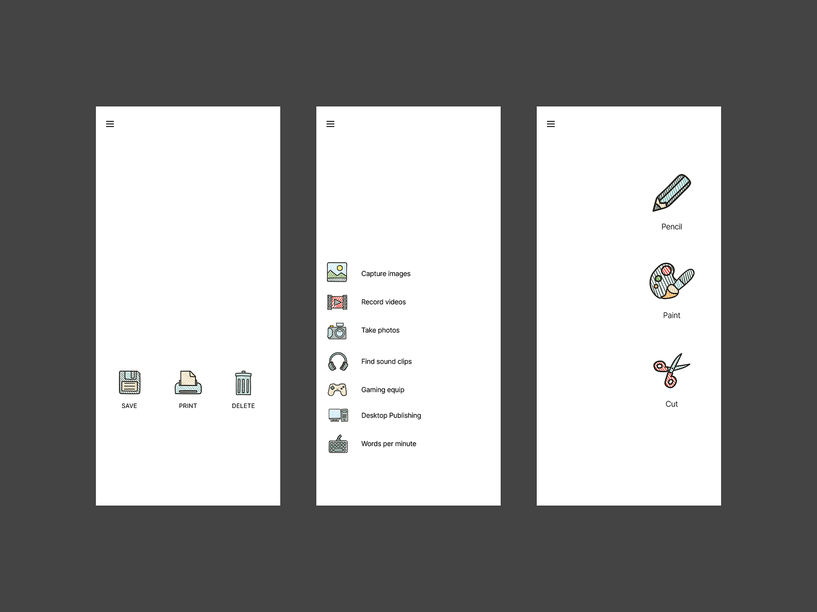 Doodle Icon Mobile Screens by Herman Mahal on Dribbble