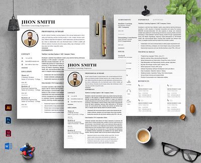 Creative Resume Layout with Cover Latter a4 cover design design template editable graphic design