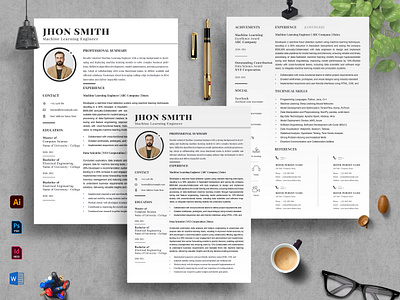 Creative Resume Layout with Cover Latter a4 cover design design template editable graphic design