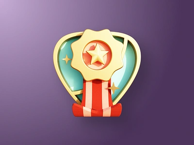 Total Goals Completed - Color 3d badge blender c4d cockade cycles design game gamification gold illustration medal pin prize render ribbon shield star