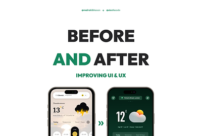 Weather app redesign - case study 📚 app design case study mobile app design realrakibhasan redesign ui ui design uiuxtocode ux ux design web app web design website design