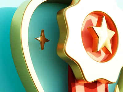 Total Goals Completed - Detail 3d badge blender branding c4d closeup cockade cycles design game gamification gold illustration medal pin prize render star ui ux