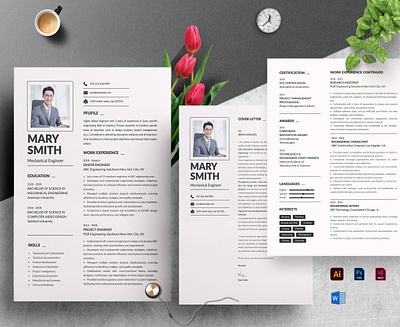 Modern Clean Resume Template Design a4 branding design design template editable graphic design typography