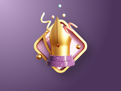 Total Goals Created (var) - Color 3d app badge blender bubble c4d cup design fountain pen game gamification gold illustration marble pen prize render stylo ui ux