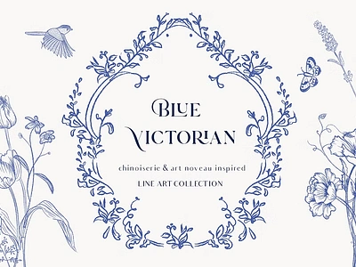 Blue Victorian & Chinoiserie set 3d animation baroque style branding chinoiserie clipart classic elegant frame graphic design logo motion graphics pattern ui victorian ornaments wedding invite