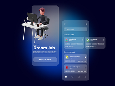 Find Your Dream Job: Glossy Remote Job Listings UI app app design dailyui figma inspiration interface product design ui ux