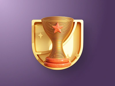 Total Streaks Completed - Color 3d app badge blender c4d cup cycles design game gamification gold illustration marble pin prize render shield trophy