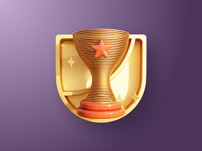 Total Streaks Completed - Color 3d app badge blender c4d cup cycles design game gamification gold illustration marble pin prize render shield trophy ui ux