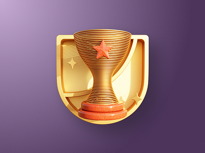 Total Streaks Completed - Color 3d app badge blender c4d cup cycles design game gamification gold illustration marble pin prize render shield trophy