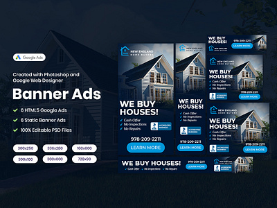 New England Home Buyers HTML5 Google Ads banner ads design digital marketing google ads html5 banners marketing marketing agency marketing campaign