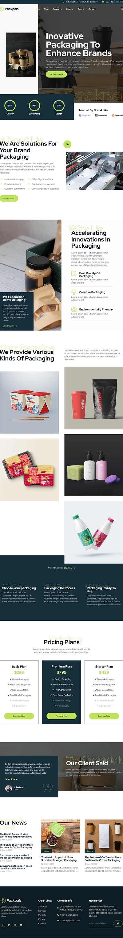 Packaging Company Website Concept branding design graphic design ui ux website wordpress