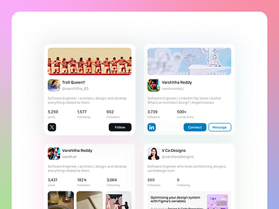 Social Cards - Widgets instagram linkedin medium social cards twitter ui ux widgets