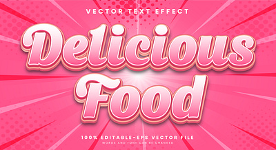 Delicious Food 3d editable text style Template delicious