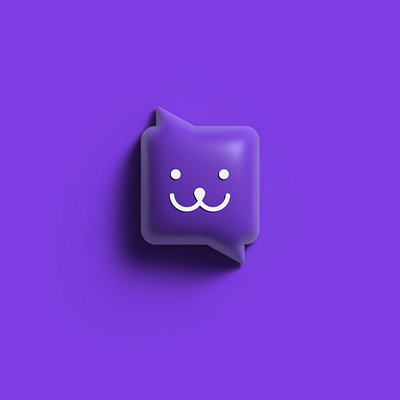 chatico 3d chat face graphic logo logotype mascot purple service travel