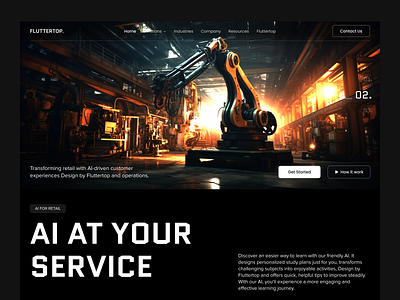 AI Website Design for Retail ai ai service ai stores ai talent ai website artificial intelligence eps fluttertop hero section machine learning ps repair retail retail design retail technology retail website service ai smart retail uiux web design