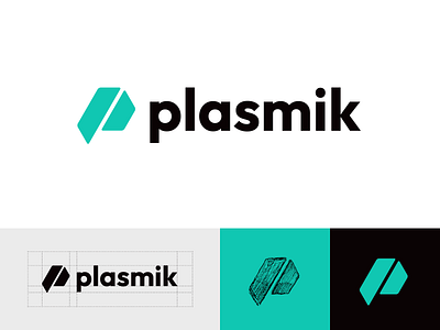 Plasmik Studio - Branding brand geometric grid identity letter letters logo mark p plasmik symbol wordmark