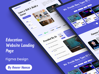 Education website Modren Web Design academy ameer hamza blue computer college education graphic design landing page learning minimal modern online education purple ui ux web design web develoipment web page web section