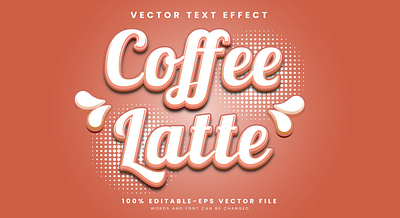 Coffee Latte 3d editable text style Template creative