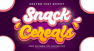 Snack Cereals 3d editable text style Template eat