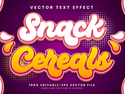 Snack Cereals 3d editable text style Template eat