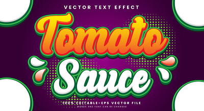 Tomato Sauce 3d editable text style Template fresh