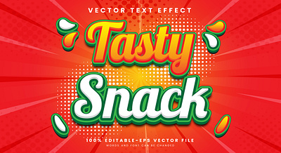 Tasty Snack 3d editable text style Template eatery