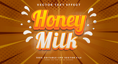 Honey Milk 3d editable text style Template crispy