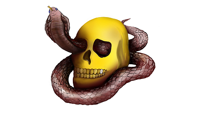 Golden season. abstract dark drawing nature photoshop sketch skull snake venom