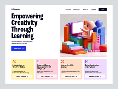 Learnify Website 3d illustration education illustration landing page mid journey minimal saas ui user experience vibrant web website website design