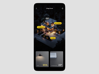 SMARTY - Smart Home Mobile Application 3d aftereffects ai animation application black design figma home automation home control iot mobile mobile application motion prototype smart home temperature control ui ux yellow