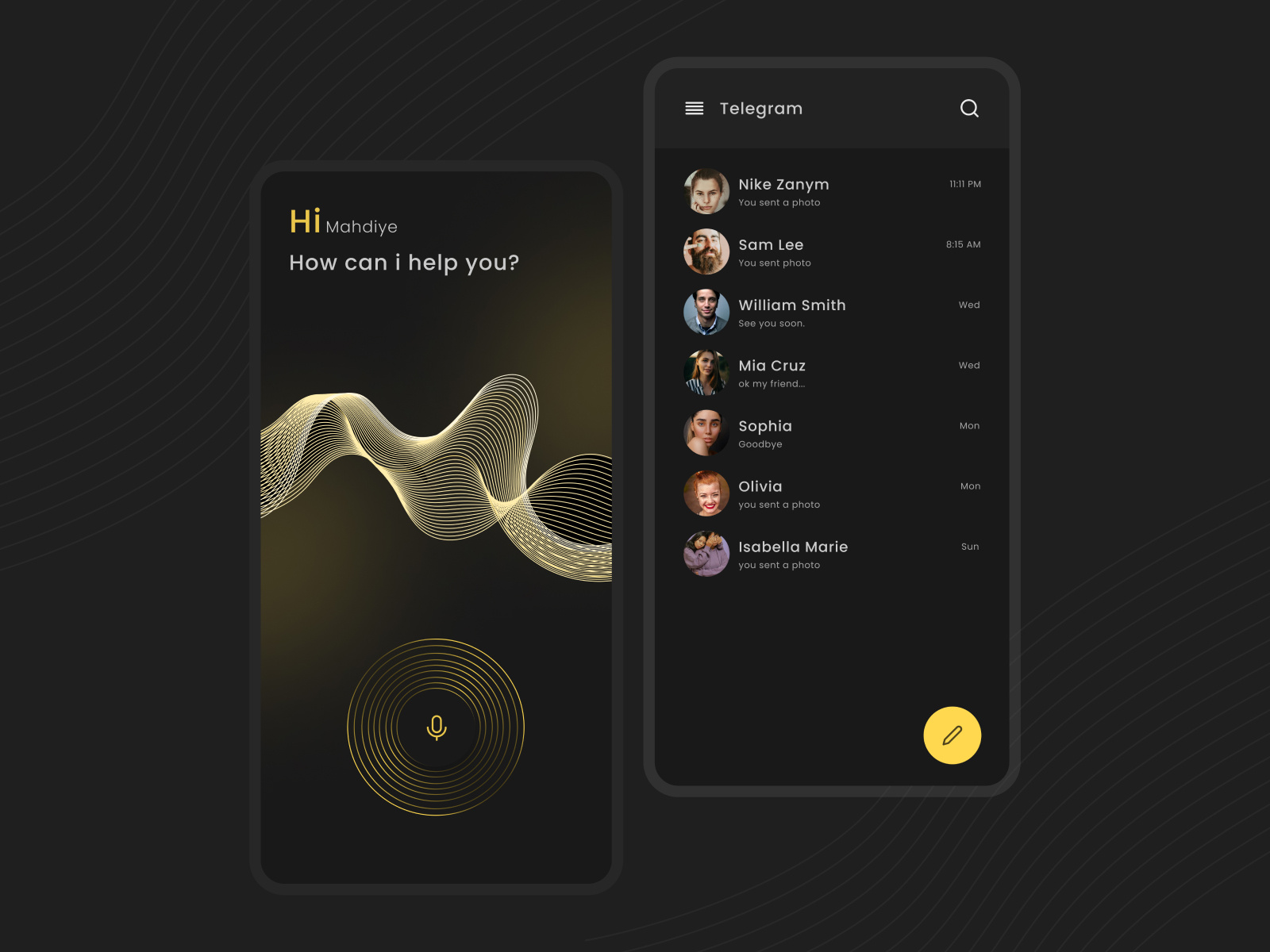 Voice assistant ui by Mahdiye zamaemifard on Dribbble