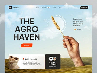 Landing Page for Agriculture Company ✦ Agronest agriculture agritech animation application website branding design graphic design hero illustration illustration interface motion graphics ui user experience user interface ux ux design web design web marketing website website design